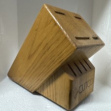Cutco Wood Knife Block Holder 8 Slot Finished Oak Butcher Made in USA