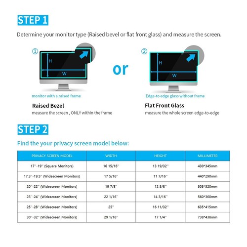 2pk 20-22"Hanging Privacy Wide Screen Filters for Monitor 16:9/10 Reuseable - Picture 3 of 15