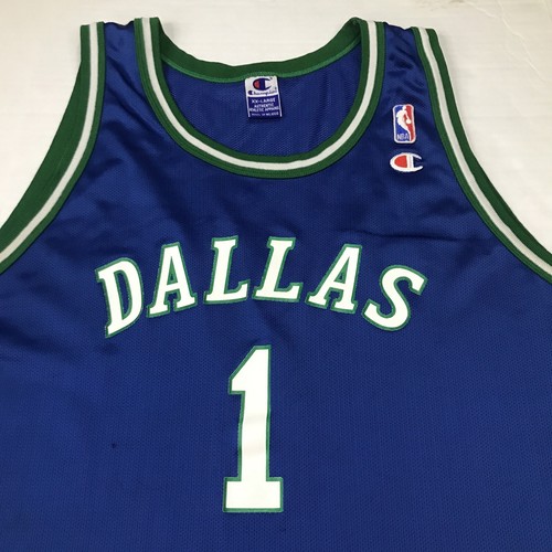 Camiseta deportiva azul vintage años 90 Y2K 1998 campeón Dallas Mavericks #1 talla 52 rara sin etiqueta con nombre - Imagen 3 de 9
