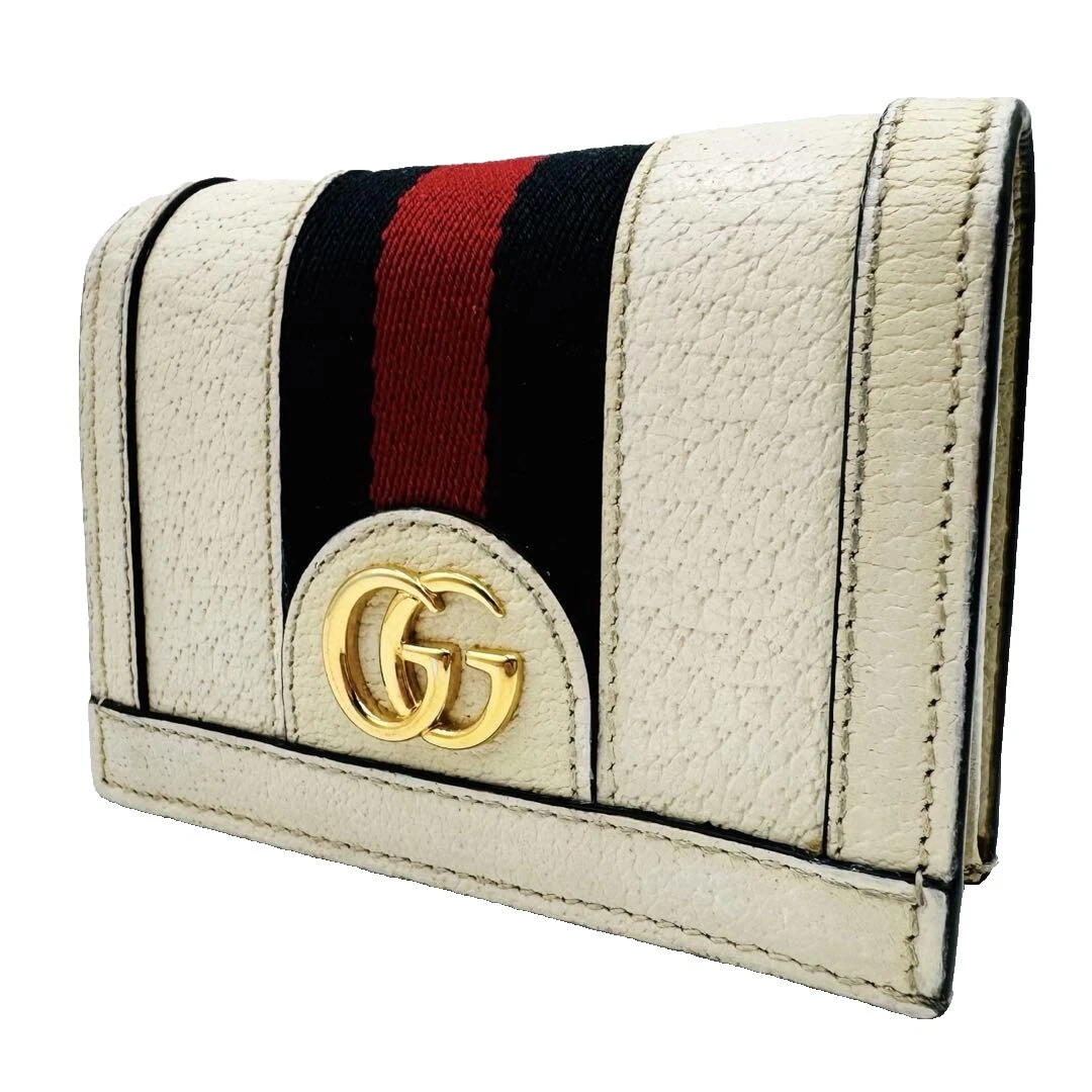 古奇皮革白色女式钱包