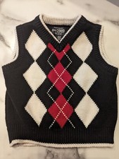 Place 6 -9 Month Boys Black V-neck Argyle Sweater Vest
