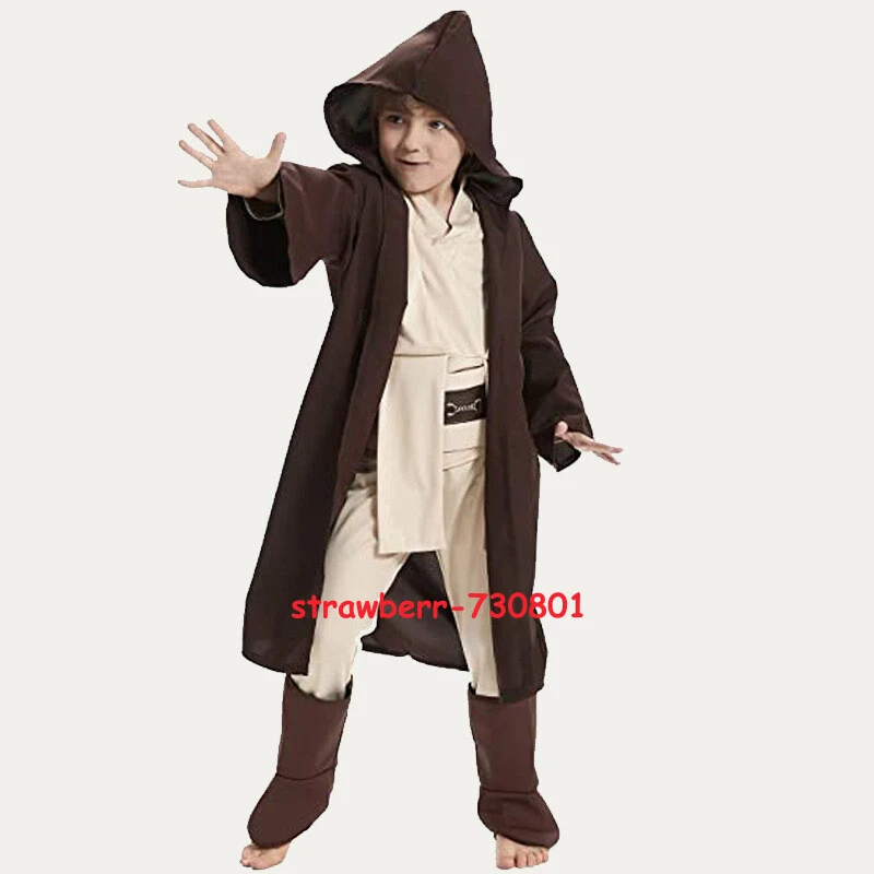 Star Wars Obi Wan Kenobi Niños Maestro Jedi Disfraz Juegos con disfraces Bata con Capucha Conjunto Foto 4 de 4