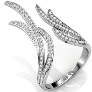 Authentic Radiant Luminescence Crystal Ring In 18K White Gold Plating