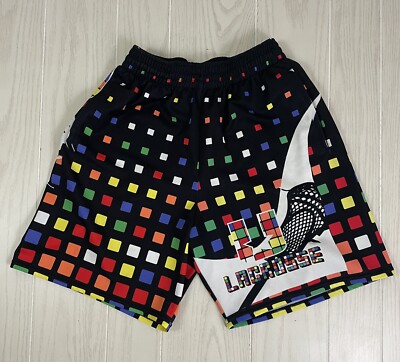 Universal Lacrosse Shorts Med Rainbow Rubix Cube Geometric Square All Over Print