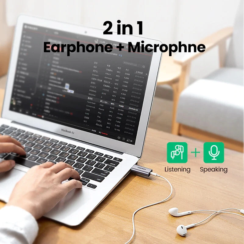 Ugreen Sound Card Adapter USB to 3.5mm Audio Stereo Aux External Converter - Image 2 of 4