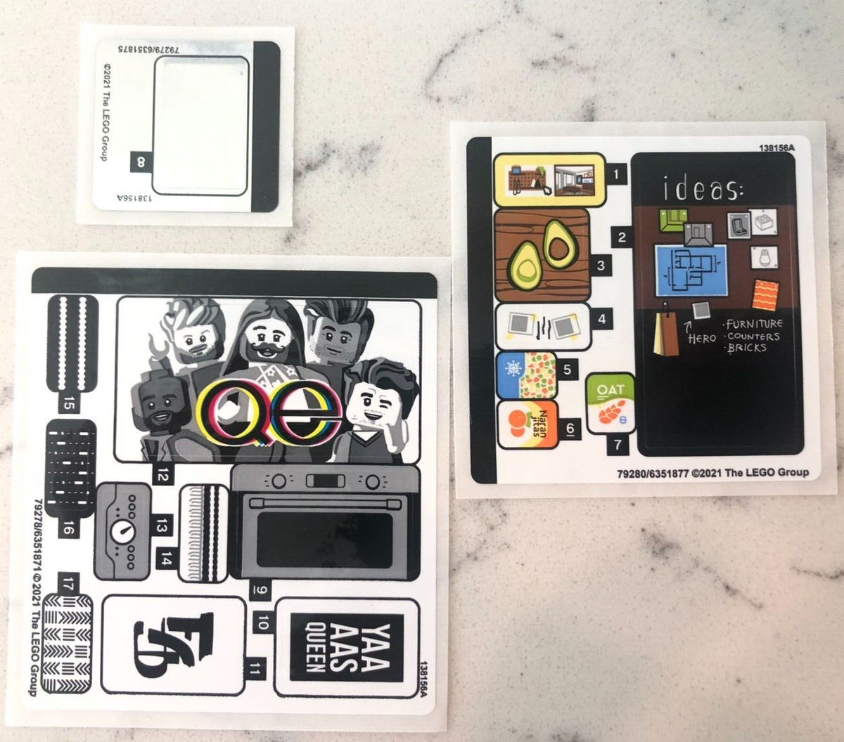Dプライス LEGO STICKER SHEETs for 10291 Queer Eye - The Fab 5 Loft, All 3