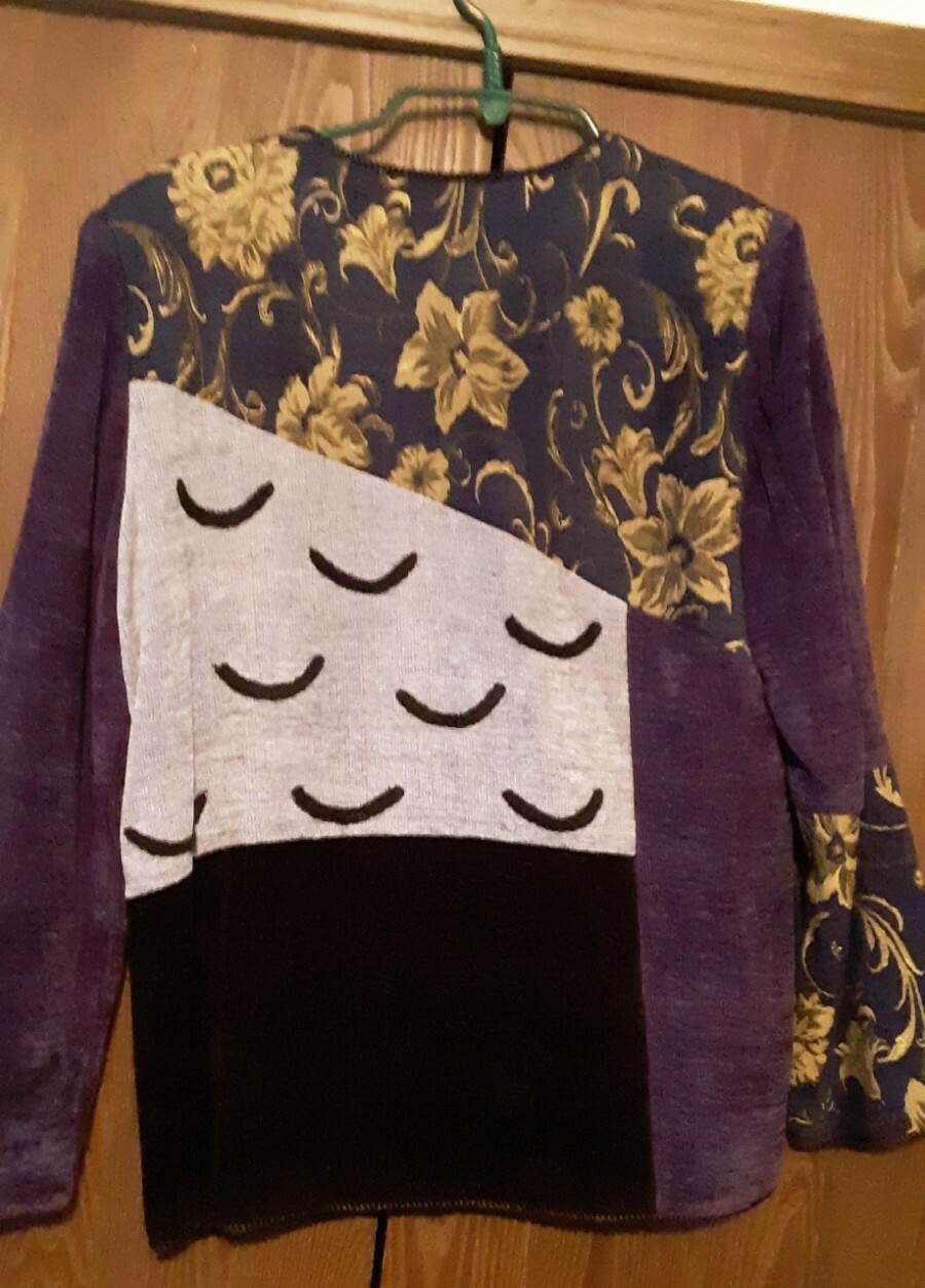 Indigo Moon Patchwork Embroidered  Jacket Gold Bl… - image 8