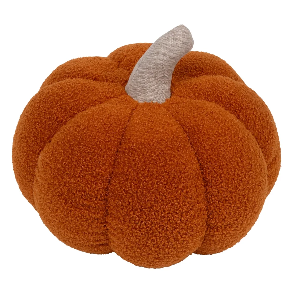 Nueva Almohada Sherpa Decorativa Cosecha Halloween Estilo Granero Cerámica Forma Calabaza Foto 2 de 4