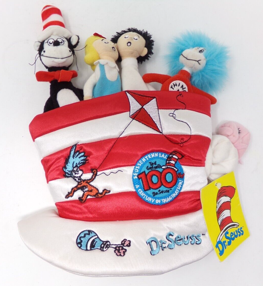 NWT VTG Dr. Seuss Seussentennial 100th Fingers Hand Puppet-Cat In The Hat-2003