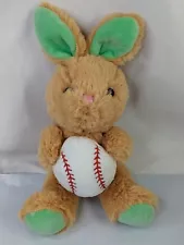 HugFun Tan Rabbit Plush Baseball 10 Inch Stuffed Animal Toy