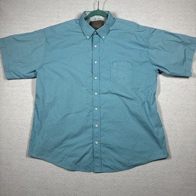 Panhandle Tuf Cooper Performance Aqua AO Pattern XL Button Down Short Sleeve