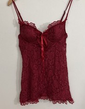 Vtg Seductive Wear Cinema Etoile Red Nylon Lace Slip Dress Chemise Medium