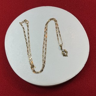 9ct Yellow Gold Italian GM4 Chain Necklace & Dolphin Pendant (J) #326