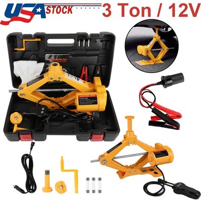 Electric Car Floor Jack 3 Ton All-In-One Automatic 12V Scissor Lift Jack Set