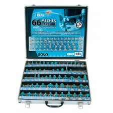 Coffret 66 mèches carbures pour défonceuse queue 8 mm LEMAN