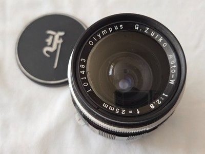 Original OM G. Zuiko Auto-W 25mm f2.8 Lens for Olympus Pen F FT FV
