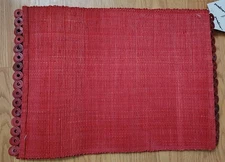 4 Newport Home Collections Red Wood Bead Trim Placemats NWT Fall Holidays 