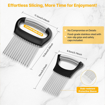【2 PCS】Onion Holder for Slicing - Stainless Steel Vegetable & Fruit Cutter Ch...