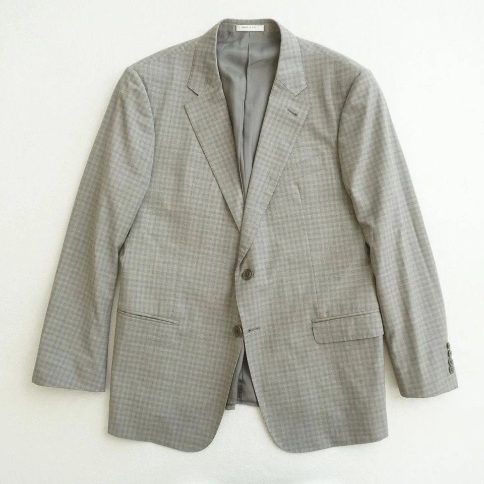 Armani Collezioni Made In Italy Gray Plaid Blazer Mens S Line Sport Coat 40R US - Image 2 of 4