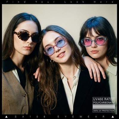 SA106 Womens Simple Classical Oval Thin Plastic Sunglasses
