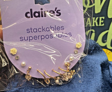 BRAND NEW Claire's Sensitive Solutions Stackable 6 Pair Rose Heart Earring Set