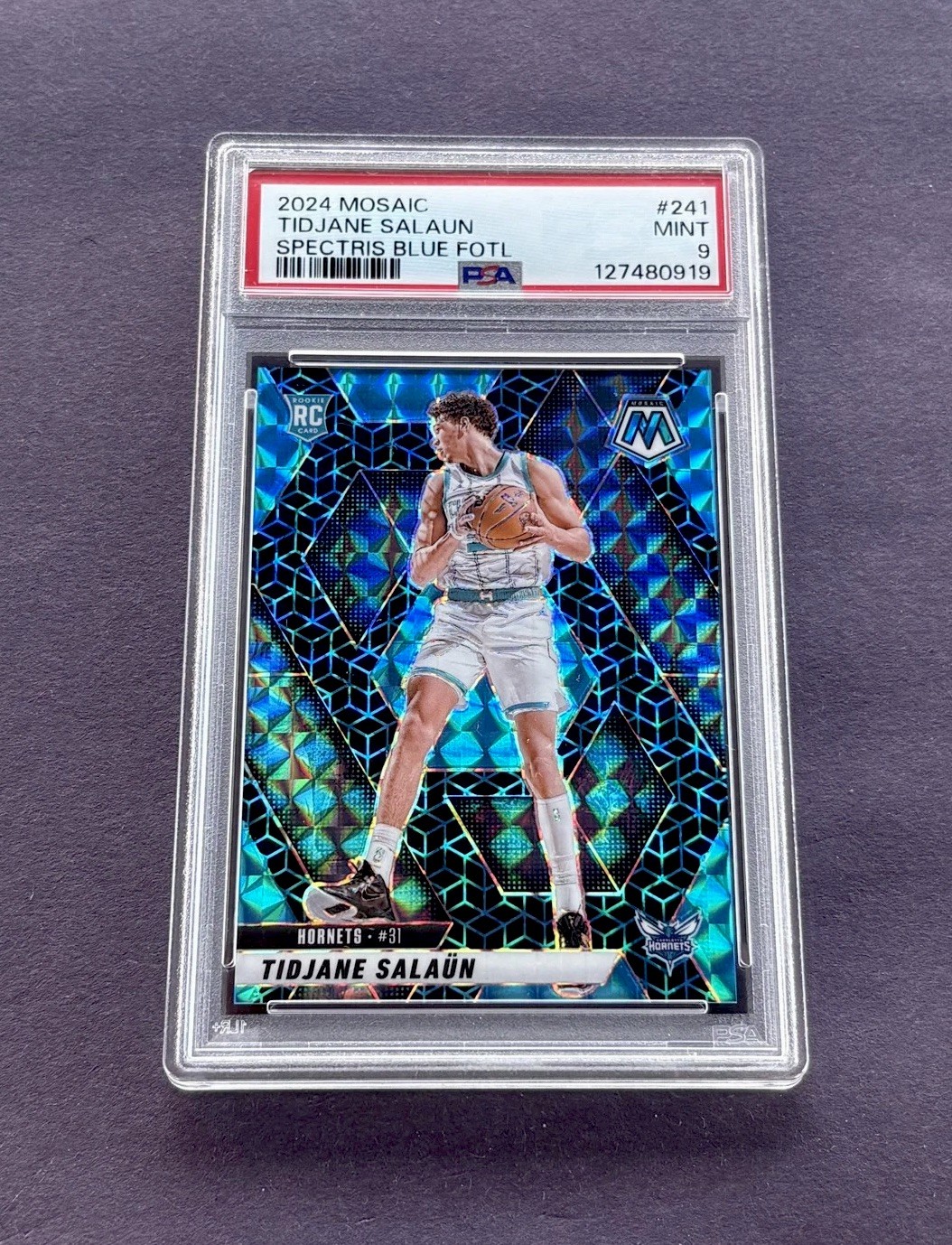 2024-25 Panini Mosaic Rookies Tidjane Salaun #241 Spectris Blue Mosaic /25