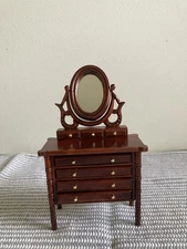 Vintage Bombay 4 Chest of Drawers with Mirror Miniature 1:12 Scale Dollhouse