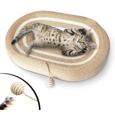24in Extra Large Sisal Cat Scratching Bed with Interactive Toy for Indoor Cats