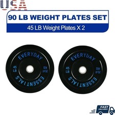 Olympic Weight Bumper Plates Set of 2 Rubber Steel Durable Gym Equipment New