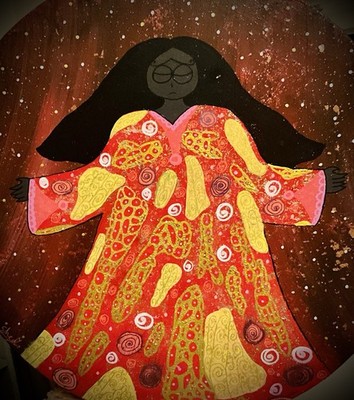Ein mittelgroßes Acryl figuratives griechisches Mythologie signiert Gemälde ''Asteria'' 