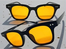 Classic Elegant Vintage Retro Hardcore Biker SUNGLASSES Black Frame Orange Lens