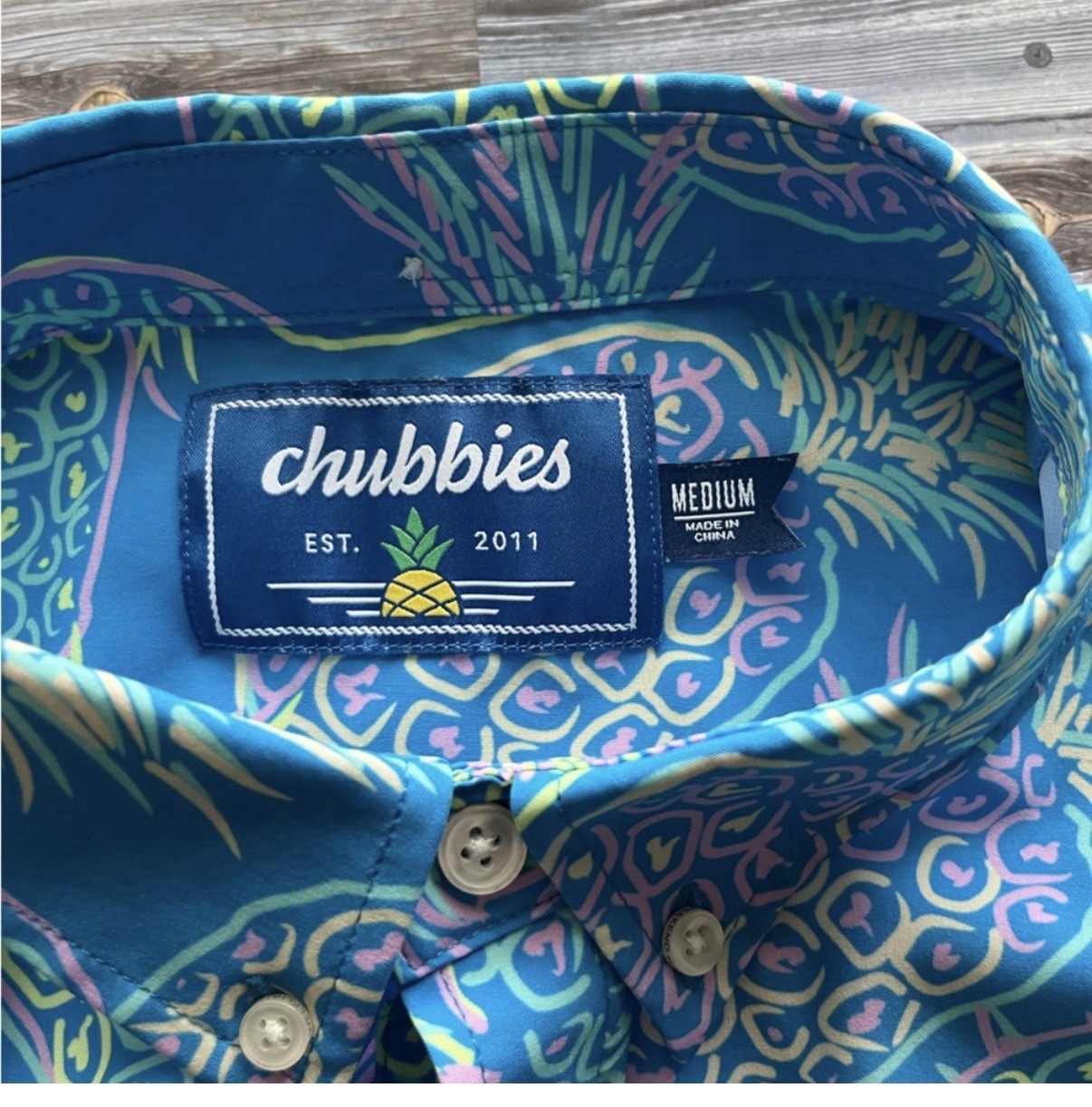 Chubbies Blue Pineapple Pullover Button Short Sle… - image 9