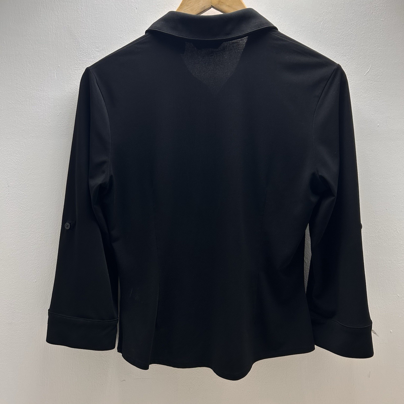 Q.U.E Black Button Front Collared 3/4 Sleeve Woma… - image 6