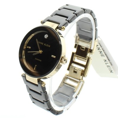 Anne Klein Damenuhr Diamant Schwarz Keramik & Gold AK/1018BKBK Damen