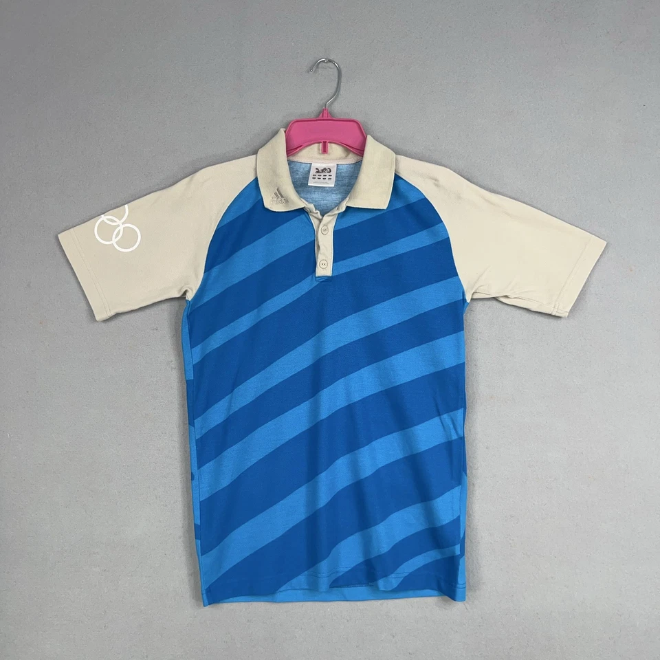 Vintage Olympic Games Shirt Mens XS Blue Polo Athens 2004 Adidas Torch Relay - Image 2 of 4