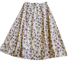 Cottagecore Floral Purple Lilac Midi Flowy Skirt-Women  s M-Boho Fairy Coquette