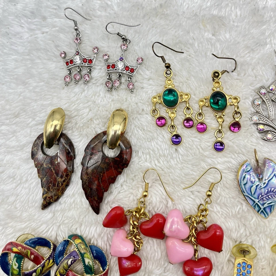 Lote de 10 pares de pendientes perforados coloridos estilos mixtos Foto 3 de 4