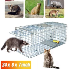 24" Humane Live Animal Trap Cage Catch Release for Rabbit Raccoon Squirrel Mole