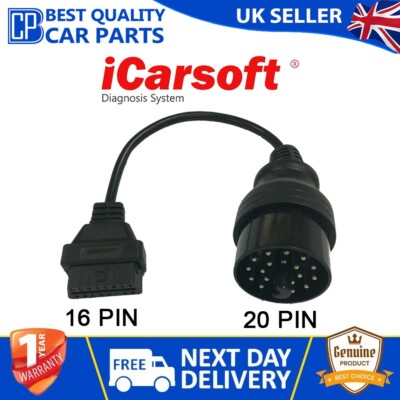 ICARSOFT OBD-16 AUF BMW-20 STECKDOSE DIAGNOSE ADAPTER KABEL FÜR BMW V1.0 & V2.0