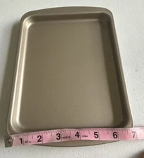 2 Piece Rectangle Baking Pan Cookies Oven Tray Gold Small 