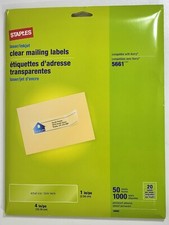 Staples Laser/Inkjet Address Labels 1" x 4" White 20 Labels/Sheet 1000 Labels