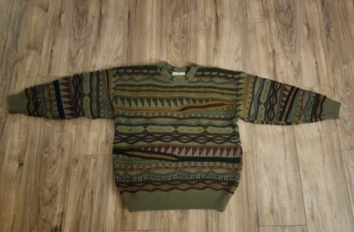 Kiwi Knits A New Generation 100% Wool Sweater Size L Multicolored Coogi Style - Picture 1 of 6