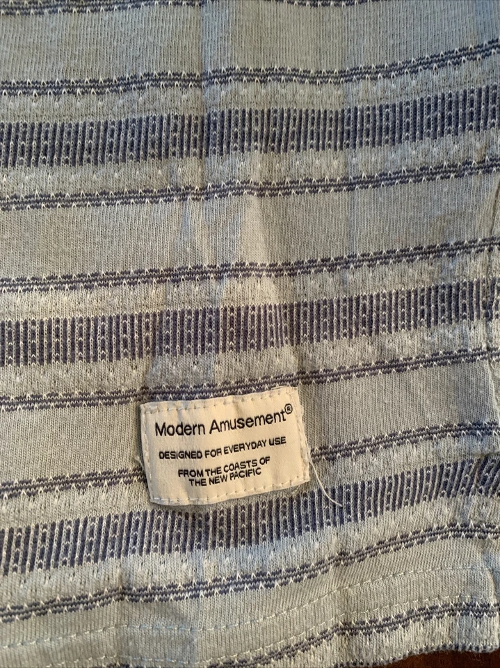 CAMISETA Moderna Diversión Azul Rayas Con Bolsillo M Mediana Foto 4 de 4