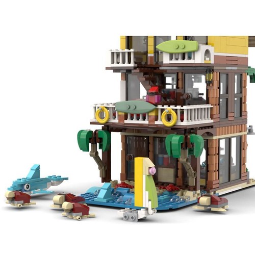 Modubrix Moc Blocchi Costruzioni Tiki Surf Bar Set Mattoni Costruisci Giocattolo Kit 1085 Pezzi - Foto 3 di 13
