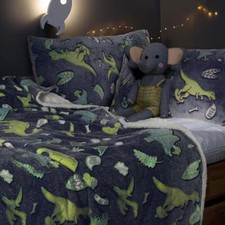 Image of Single Duvet Cover Set Glow In The Dark Dinosaur Super Soft Warm One Pillow Case
