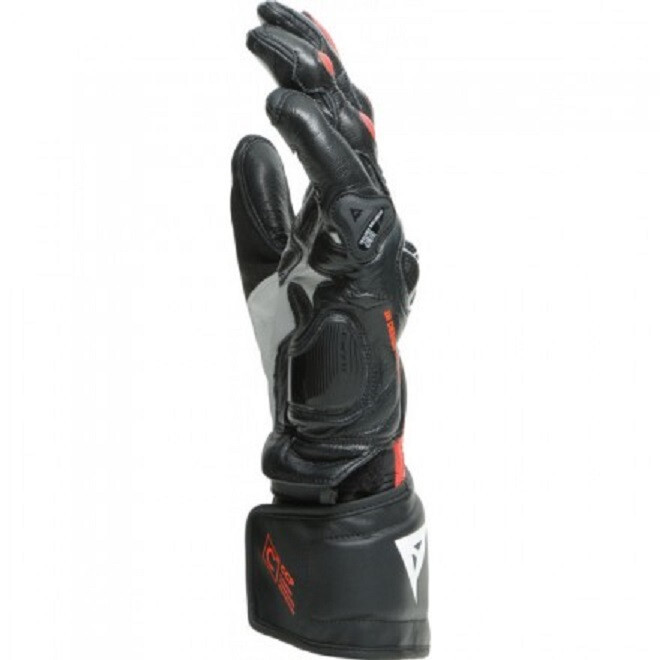 Dainese Carbon 3 Long Leather Motorcycle Gloves Black Red
