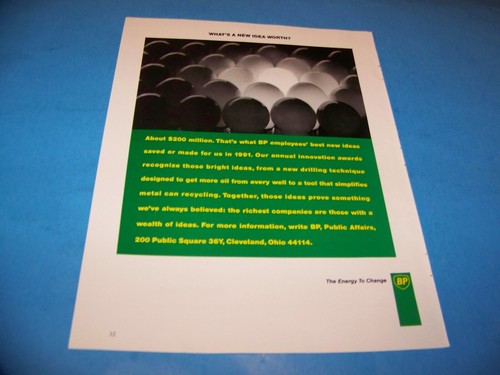 BP British Petroleum Original Print Ad From Magazine 1992 - 第 1/2 張圖片