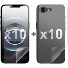 10 Set Soft PET Film Screen Protector Guard for Apple iPhone 16e Front and Back