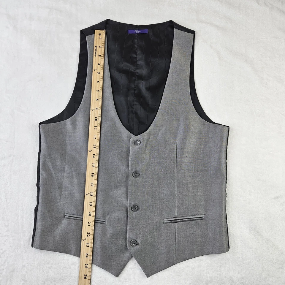 Retro Paris Formal Wear Men Vest Sz 42L/36 Silver Pockets Buttons 100%Polyester - Image 3 of 4