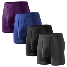 Mens Long Underwear Separate Ball Pouch Breathable Comfort Sports Boxer Trunks